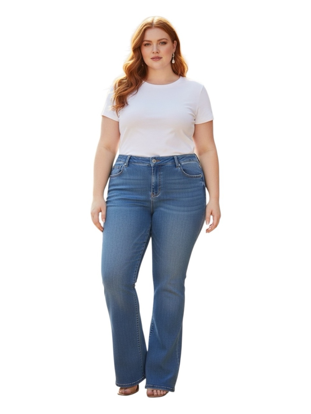 Lee Plus Size 22W Petite Women's Flare Jeans in Medium Blue